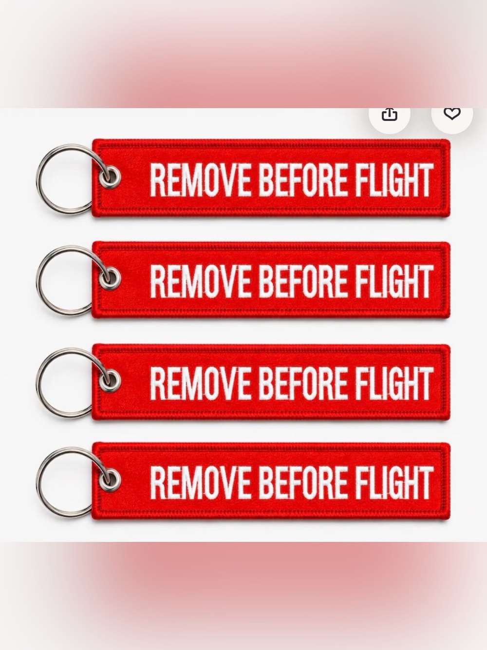 Set of 4 Red "Remove Before Flight" Keychain Strap - Aviation Safety Tag